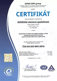 Certifikát ČSN ISO 9001:2015